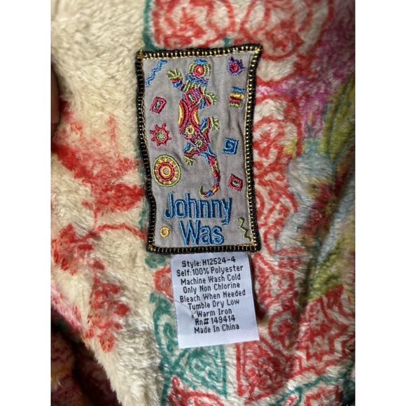 Johnny Was Paon Travel Blanket 55x70 Floral Reversible Boho Soft - Picture 12 of 13